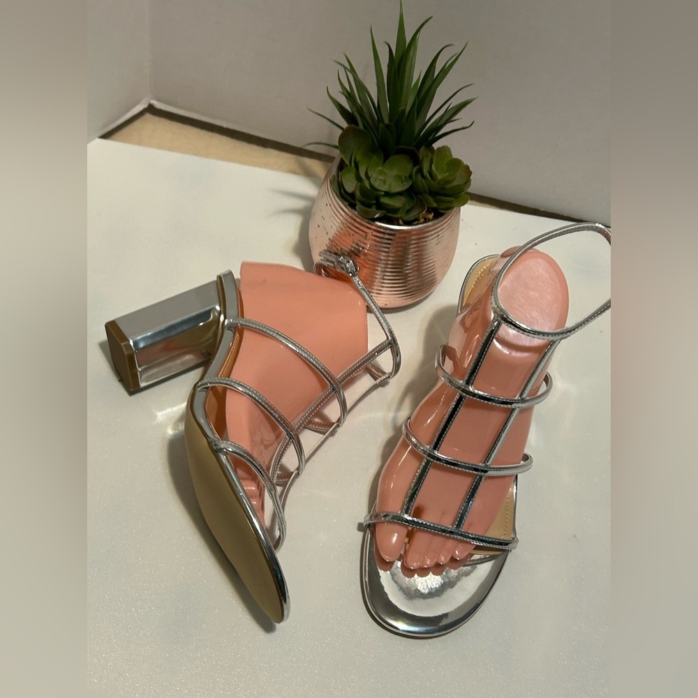 Silver Strappy Women's Sandals
